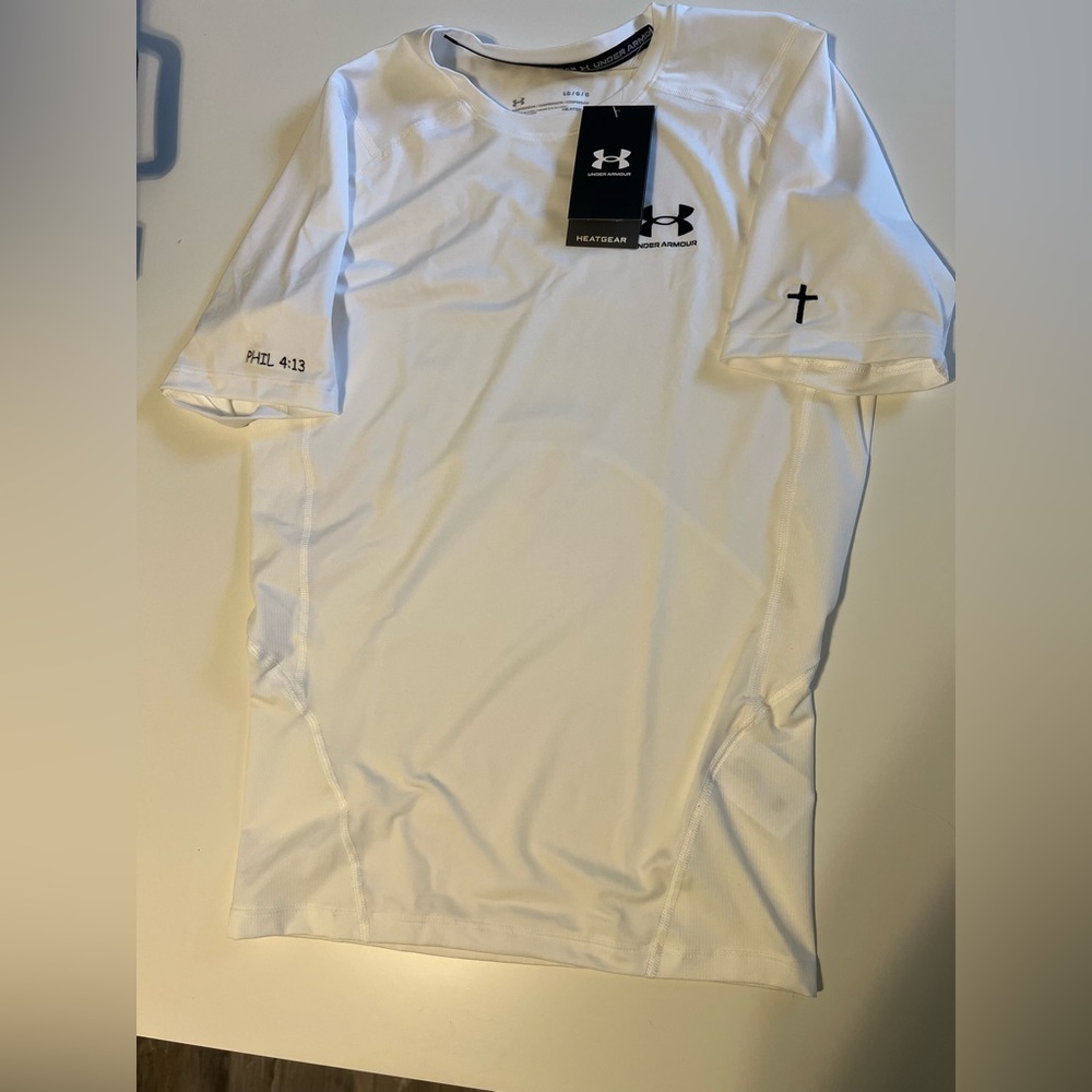 Men’s Under Armour compression shirt with custom embroidered sleeve detail